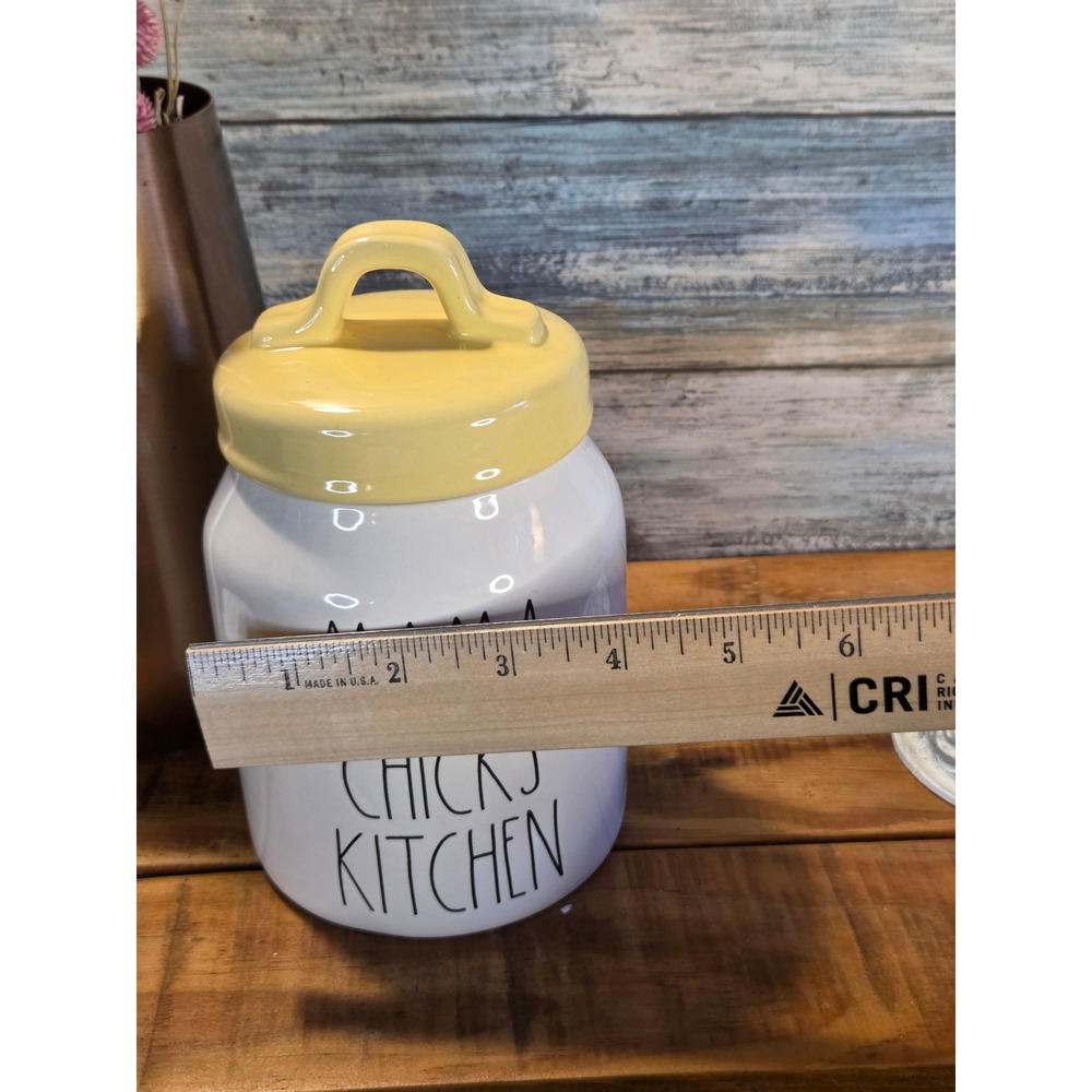 Rae Dunn Mama Chicks Kitchen Ceramic Canister White with Yellow Lid Farmhouse - Picture 13 of 13